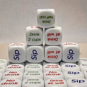 Dés à boire personnalisés en acrylique de 2,5 cm, amusants, à 6 faces, colorés, avec impression anglaise, pour adultes, pour soirées créatives et bars - Product Image 1