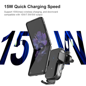 Chargeur de voiture sans fil à double bobine 15W PD avec support de téléphone à serrage automatique et <span class=keywords><strong>charge</strong></span> rapide pour Z <span class=keywords><strong>Flip</strong></span> <span class=keywords><strong>5</strong></span> 4 <span class=keywords><strong>3</strong></span> - Product Image 3