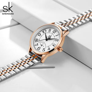 Shengke Estilos de moda Relojes de cuarzo para mujer Marca superior Señoras Correa de reloj de acero inoxidable Mujer Mejores regalos Reloj - Product Image 5
