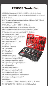 KAFUWELL H2904A 129 pièces Outils à main professionnels pour mécaniciens Jeu de clés à cliquet Jeu de douilles - Product Image 2