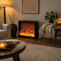 Cheminée électrique encastrée en métal pour maison et hôtel, avec cadre intégré, sortie de chaleur stable, minuterie multi-heures, sans flamme nue