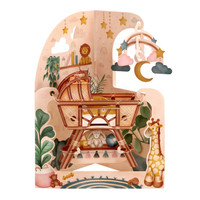 Cartes 3D Pop-up Pliables à l'effigie d'un berceau balançoire avec illustration de chambre d'enfant pour Baby Shower, Cadeau de naissance, Article de collection haut de gamme