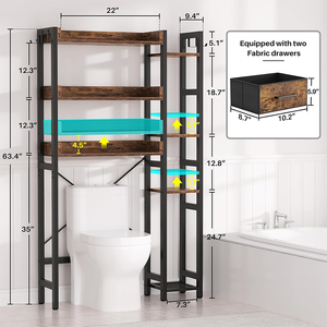 <span class=keywords><strong>Meuble</strong></span> de rangement autoportant pour salle de bain, à placer <span class=keywords><strong>au</strong></span>-<span class=keywords><strong>dessus</strong></span> des toilettes, style industriel - Product Image 2