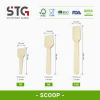 Cuillère à dessert carrée en bois de 160 mm (6,3 pouces) personnalisée OEM ODM pour la restauration, conforme aux normes alimentaires FDA, biodégradable