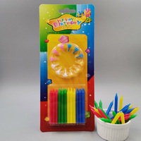 Dia 5mm 24 Pcs Par Paquet Chine Usine Multi-Couleur Fil Solide Fluorescence Couleur Bougies De Fête D'anniversaire Avec 24 Pcs Supports