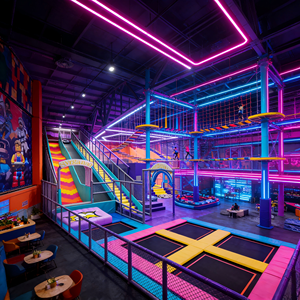 Équipement de terrain de <span class=keywords><strong>jeu</strong></span> intérieur personnalisé sur le thème cyberpunk 3D gratuit pour enfants avec piscine à balles, toboggans LED et structures d'escalade - Product Image 4
