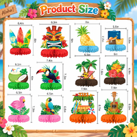 12 pièces de décorations de fête Luau, centres de table en nid d'abeille hawaïens, décorations de table tropicales pour les fournitures de fête estivale à la plage ou à la piscine