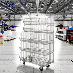 <b>Metal</b> Gondola Supermarket Shelving 5-Tier <b>Grid</b> Rack With Back Epoxy Coated Heavy Duty Freestanding Display Storage Unit - Product Image 3