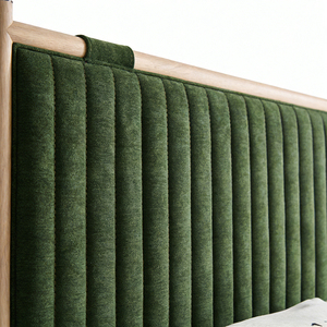 <span class=keywords><strong>Letto</strong></span> dal Design Rilassante in Stile Naturale Casual, Struttura in Legno Massello con Testiera Imbottita <span class=keywords><strong>Verde</strong></span> Staccabile - Product Image 2