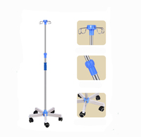 Support IV robuste en acier inoxydable, hauteur réglable, avec roulettes, Classe I, garantie 1 an, pour mobilier hospitalier