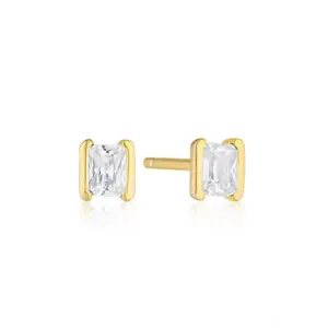 Hot Selling 925 Sterling Silver Earring Diamond Zircon Stud Earring For Women Rectangular Fashion Erring Jewelry 2024
