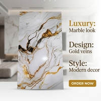 Plaque PVC Marbre Haute Brillance 2-3mm 1220x2440/2800 pour Panneaux Muraux, Étanche, Écologique, Découpe Personnalisée Disponible, Vente en Gros