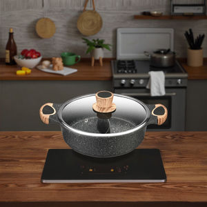 מרק שני תאים סיר חם <span class=keywords><strong>2</strong></span> מטפל אלומיניום ללא מקל שני סיר מרק טעם עם מכסה זכוכית - Product Image 5