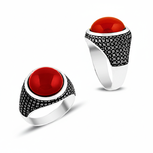 925K Sterling Silver Carnelian <b>Men</b> <b>Ring</b> - Product Image 2