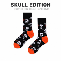Chaussettes mi-mollet tricotées respirantes style nouveau OEM pour l'été, motif citrouille d'Halloween, pour hommes, femmes et couples
