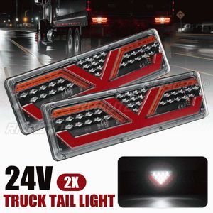 Paire de feux arrière LED 24V à défilement dynamique, feux stop et clignotants pour camion, remorque, caravane, fourgonnette - Product Image 1