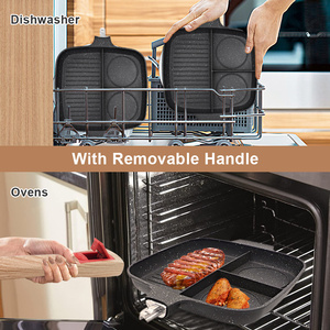 Bán Buôn Đúc Nhôm Ăn Sáng 3 Trong 1 Chảo Không Dính Vuông Nướng <span class=keywords><strong>Pan</strong></span> 3-Phần Với Có Thể Tháo Rời Xử Lý - Product Image 3