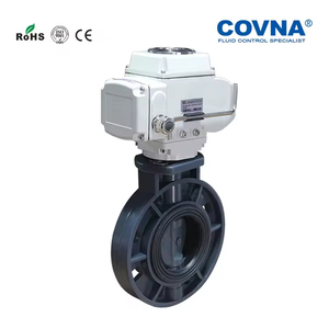 วาล์วผีเสื้อพลาสติก PVC พร้อมตัวกระตุ้นไฟฟ้าแบบหมุน 24V DC แบบหน้าแปลนคู่ ขนาด DN200 8 นิ้ว ซีลยาง EPDM สำหรับคำสั่งซื้อเร่งด่วน COVNA - Product Image 5