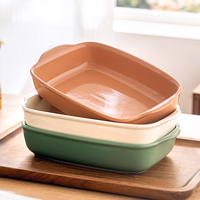 Plat de cuisson rectangulaire en céramique colorée de style nordique, idéal pour gratins, lasagnes et autres plats de four domestiques
