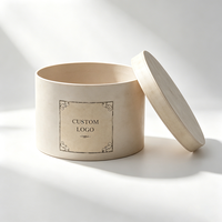 Caja Redonda de Cartón Beige Clásica Personalizada con Tapa, Embalaje de Papel Rígido Reciclable para Almacenamiento de Regalos en General