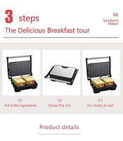 Presse à panini électrique double face 750W, gril antiadhésif, pour hôtel, maison, outil de cuisson de viande