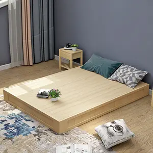 Solid wood pine queen size king size bed custom wooden tatami bed