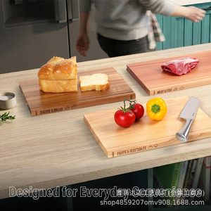 Wooden Book Shaped Cutting Board Set 3 Pieces With <b>Stand</b> Double Sided Categorized For Meat Fish Cheese Bread <b>Vegetables</b> - Product Image 3
