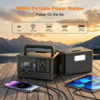 Générateur solaire portable Premium 96WH 150W 30000mAh avec batterie au lithium Lifepo4, panneaux solaires 2400W 5000W, station d'alimentation portable pour le camping