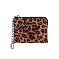 Dompet Koin 9 Warna Motif Hati Timbul Lucu, Dompet Mini Resleting Kulit PU Dengan Rantai, Tempat Kartu Motif Leopard, Gantungan Tas Wanita Trendi