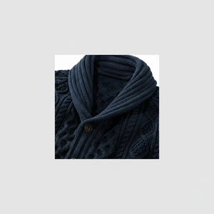 เสื้อคาร์ดิแกนไหมพรมถักสำหรับผู้ชายและผู้หญิง ขายส่งแบบ OEM สำหรับฤดูหนาว แขนยาว ระบายอากาศได้ดี คอวี มีโลโก้ด้านหน้า - Product Image 1