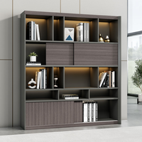 Archivador de Oficina Moderno con Estantes Abiertos, Luz LED, Mueble de Almacenamiento para Oficina Ejecutiva