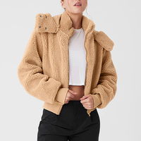 Veste Bomber en Sherpa avec Col Montant, Personnalisable par OEM, Veste en Polaire Chaude d'Hiver pour Hommes, Logo Brodé à la Mode