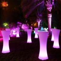 Table de bar à cocktails avec éclairage LED RVB pour événements de mariage, fête, discothèque, meuble de bar lumineux en gros, SMOOTH
