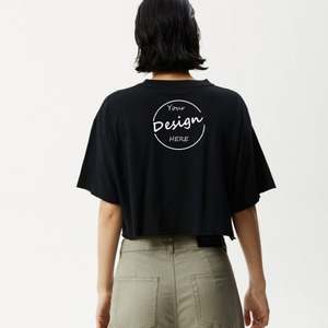 High Quality Custom Woman's <b>T</b>-<b>shirt</b> Cotton <b>Black</b> Plain Screen Print Drop Shoulder Crewneck Summer Oversized <b>T</b>-<b>shirt</b> <b>Women</b> - Product Image 4