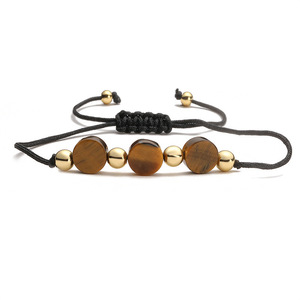 Wholesale Natural Stone Woven Adjustable <b>Bracelets</b> Amethyst Tiger Eye Stone Jewelry Trendy Bangle for Gift - Product Image 4