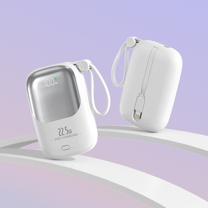 Design a specchio 10000 mAh power bank cavo incorporato con display a LED 10000 mAh powerbank supporto servizio OEM - Product Image 5