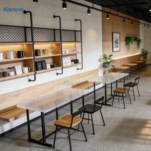 Aménagement intérieur de <span class=keywords><strong>la</strong></span> cafétéria Kainice dans un centre commercial, étagère en métal pour grains de café, comptoir en bois acrylique avec écran LED - Product Image 2