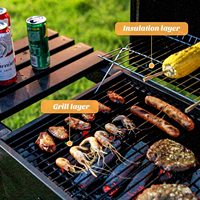 Barbecue de table, barbecue de cuisine en plein air, gril industriel en acier inoxydable, chariot carré, gril à charbon