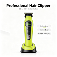 Tondeuse à cheveux professionnelle rechargeable 8000 tr/min sans fil pour salon de coiffure, avec support de charge, lame DLC, poignée en plastique et LED