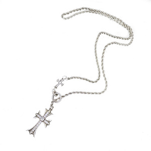 Bracelet unisexe pour couples, pendentif <span class=keywords><strong>croix</strong></span> en cuivre rétro classique avec diamants roses brillants, chaîne en bambou - Product Image 5