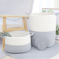 Panier en corde de coton tissé à la main, jouets ménagers, panier de rangement pour vêtements sales, panier de rangement tissé pliable pour vêtements sales, vente en gros