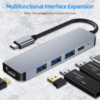Hub USB-C multifonction 5 en 1 Xput, adaptateur multiport, type C vers 3 ports USB, HDMI 4K, charge rapide PD pour ordinateur portable, tablette, smartphone
