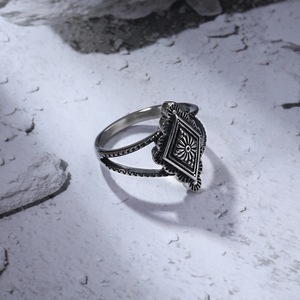 European American Retro Bohemian <b>Titanium</b> Steel <b>Ring</b> Geometric Engraving Women's Gift SA1180 - Product Image 2