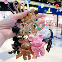 Cadeau pour couple : Porte-clés ours en fil 3D avec nœud papillon, style dessin animé, mignon, créatif, tendance, couleurs personnalisables, léger, très prisé sur internet