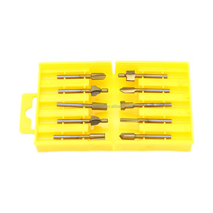 <span class=keywords><strong>HSS</strong></span> 10pc <span class=keywords><strong>Fraise</strong></span> <span class=keywords><strong>Fraise</strong></span> Titane plaqué En Plastique En Boîte Or Haute vitesse En Acier À Bois Coupe Couteau - Product Image 2