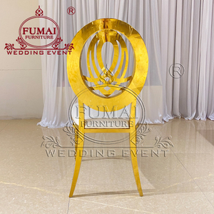 FUMAI Modern Gold Metal Hotel <b>Chair</b> With <b>White</b> Upholstered Seat And Open Back Design For Indoor Use - Product Image 5
