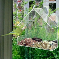 Mangeoire à oiseaux de type fenêtre avec ventouse puissante et plateau à graines. Mangeoire à oiseaux d'extérieur adaptée aux oiseaux sauvages, aux moineaux