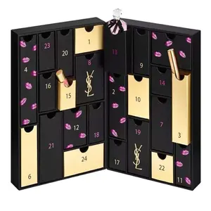 Calendrier De L'avent Op Maat Bedrukt Geschenkpapier Mode Cosmetische Nagellak Sieraden Wimper Adventskalender Doos 12 Dagen