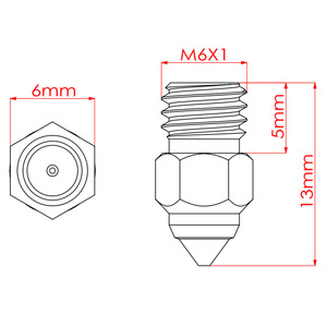 Boquilla para Impresora 3D Lianzao MK8, Extrusor Sprit, CR-6 SE Ender-3 5 S1, Acero Endurecido - Product Image 2