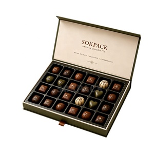 Boîte cadeau personnalisée style <span class=keywords><strong>livre</strong></span> à couvercle rabattable pour chocolats et bonbons, 24 compartiments, <span class=keywords><strong>en</strong></span> carton rigide avec insert <span class=keywords><strong>en</strong></span> plastique, boîte à bonbons - Product Image 6